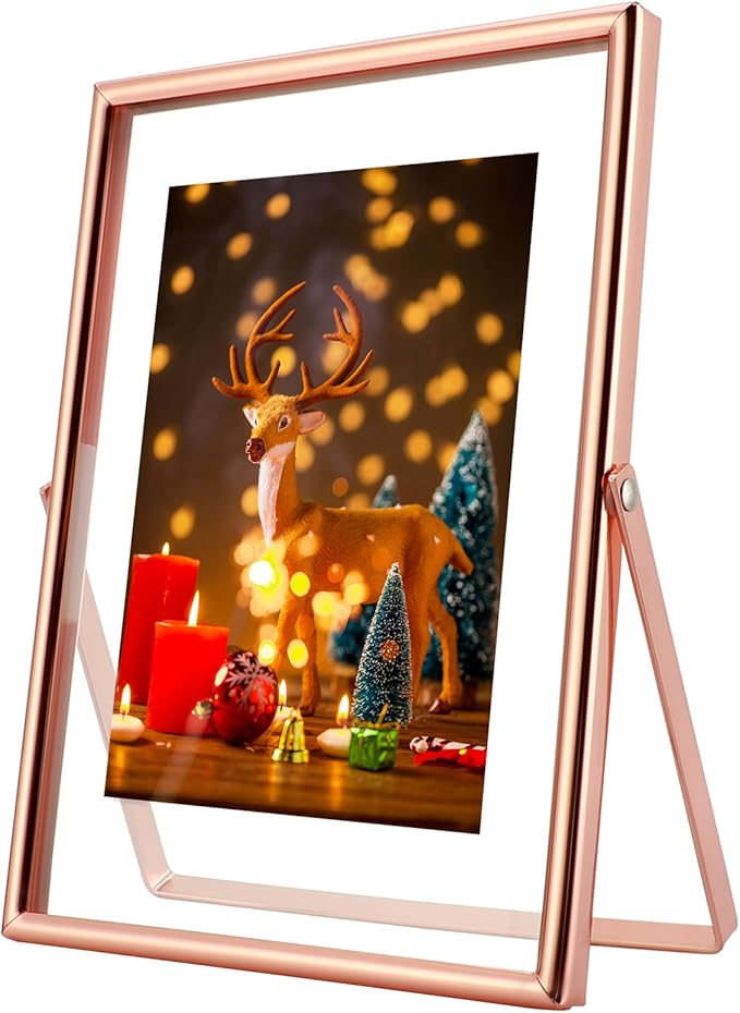 Rose Gold Floating Frame, For Picture 4x6, Tabletop Use, Classy Gift For by AhaGoOfficial