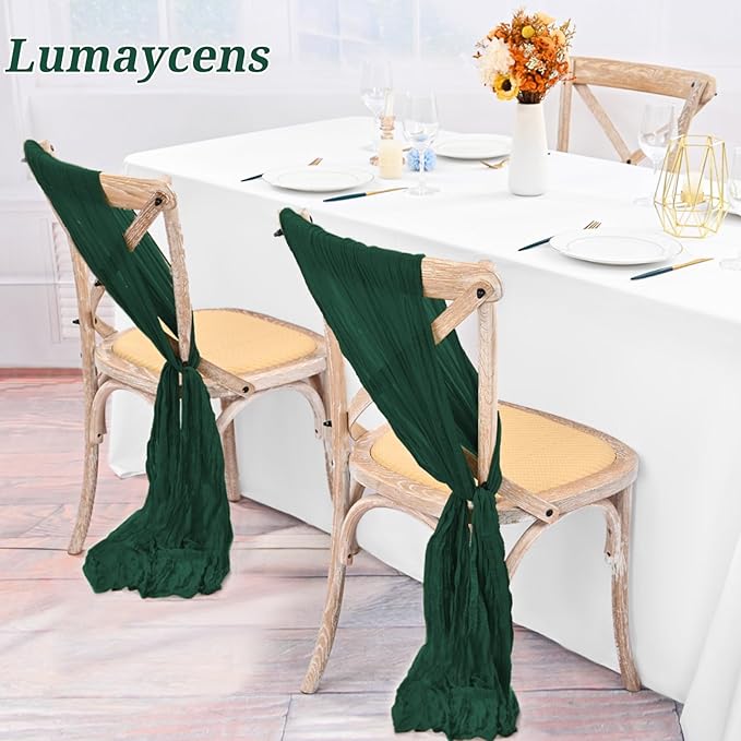50 PCS Cheesecloth Chair Sashes Bows Wedding Aisle Decorations Chair Ribbon - Image 5