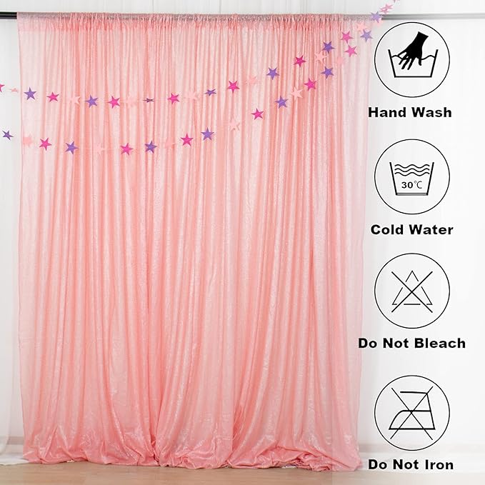 ShinyBeauty 4x7FT Sequin Backdrop Baby Pink| Glitter Fabric - Image 6