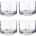 Enova Floral Set of 4 Cube Glass Vase, Floating Candle Holders, Table by EnovaFloralInc