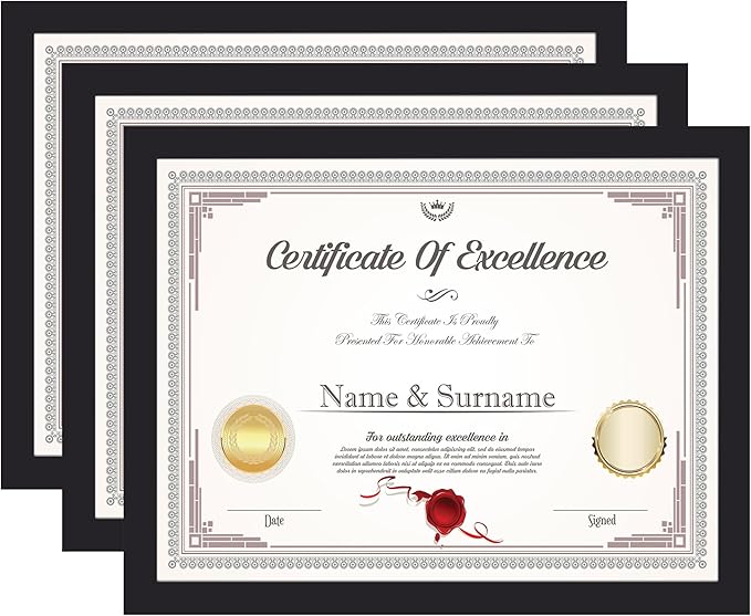 KTKDE 8.5x11 Picture Frame Black Certificate Document Frame 3 Pack Diploma - Image 2