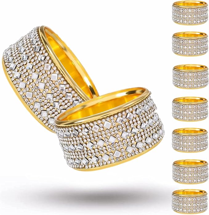 Rhinestone Napkin Ring Diamond Napkin Rings Stainless Steel Gold Crystal Napkin by RAYYXP