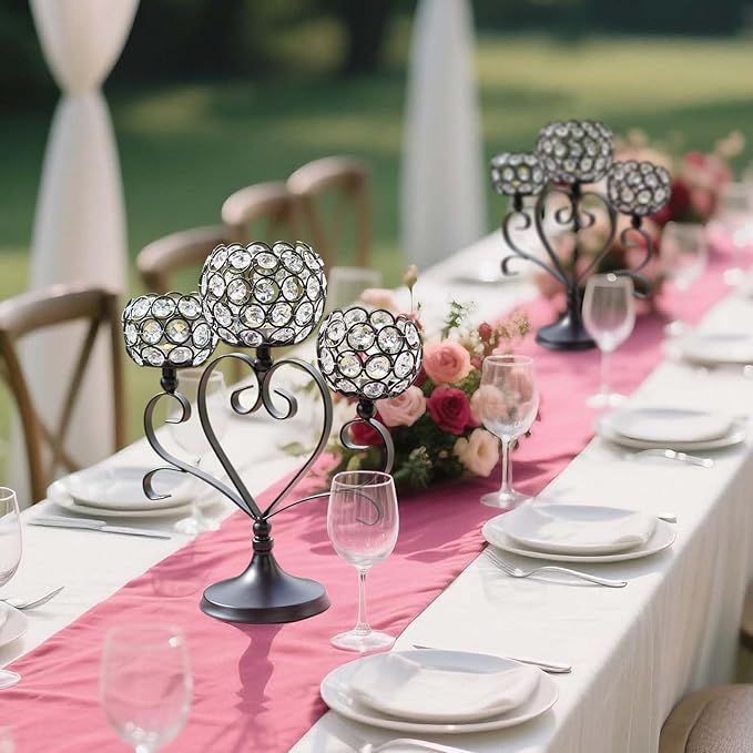 2 Pcs 3-Arm Heart Tea Light Candle Holder - Image 5