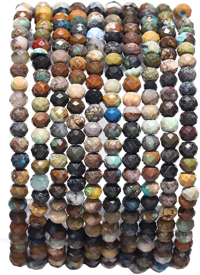 Faceted Natural African Turquoise Stone Rondelle 3x4mm Loose Semi Gemstone Beads by Beadia