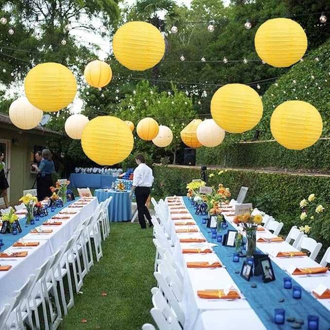 BEISHIDA 12-Inch Yellow Round Paper Lanterns Decorative Hanging Asia Chinese - Image 5