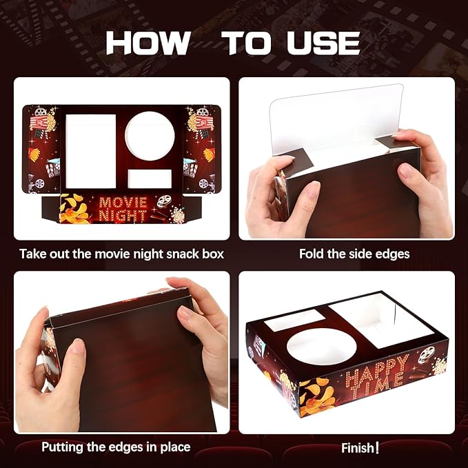 Faccito 36 Pcs Movie Night Snack Trays Movie Theater Snack Boxes Night Supply - Image 5