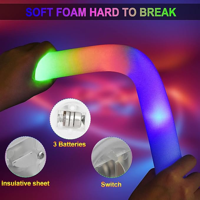 LifBetter Light Up Glow Sticks Bulk, LED Foam Sticks 112 pcs Glow in The Dark - Image 2