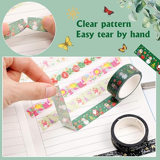 TaoBary 33 Rolls Holiday Plaid Washi Tape, 15 mm Seasonal Washi Tape Set - Image 3