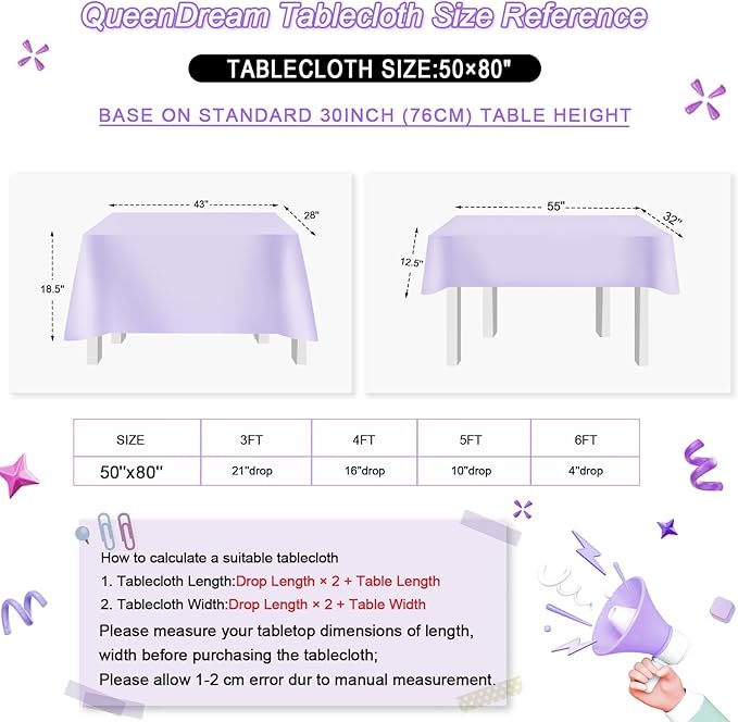 QueenDream Purple Tablecloth Party Table Decorations: 50x80 Inch Sequin Fabric - Image 4