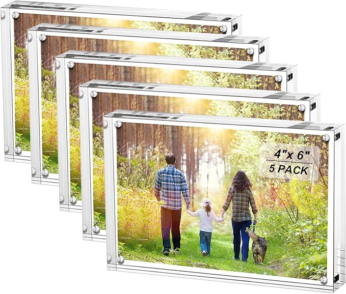 Boxalls 4x6 Inches Acrylic Picture Frames- 5 Pack, Desktop Frameless Photo by BOXALLS