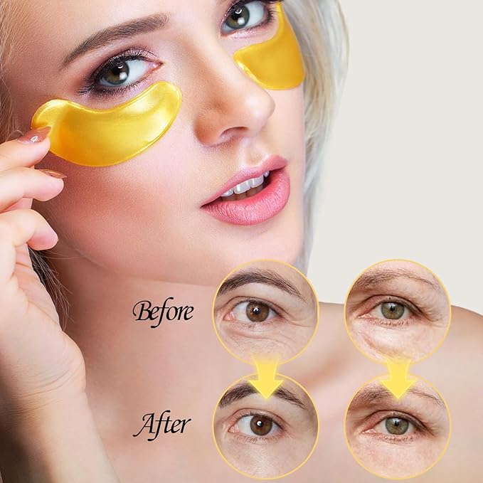 30 Pairs Lip Mask & Eye Mask, 24K Gold Crystal Gel Collagen Eye Patches - Image 4