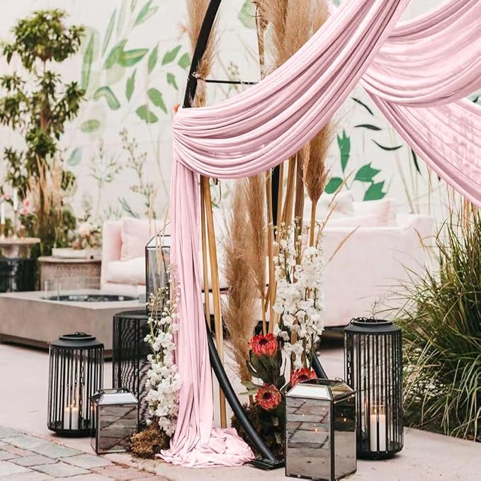 Wedding Arch Draping Fabric 2 Panels 30'' x 18FT Blushing Pink Sheer Chiffon - Image 6