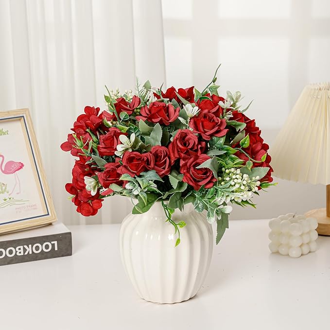 Artificial Flower 5 Branches Artificial Silk Fake Flowers Bouquet Small Roses - Image 5