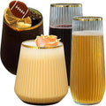48 Pack Ribbed Origami Ripple Plastic Glasses, 24 9 Ounce Stemless Champagne by Oojami