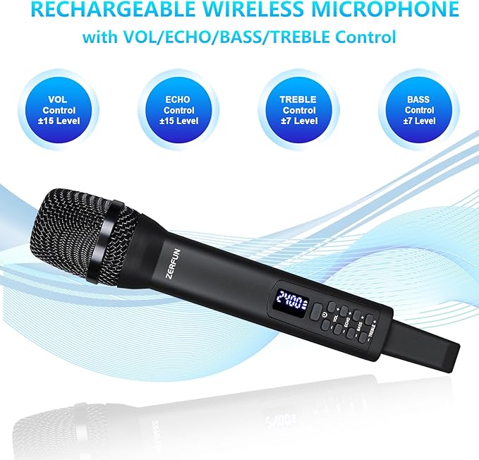 Rechargeable Wireless Microphone, Pro Handheld Cordless Mic System - Image 5