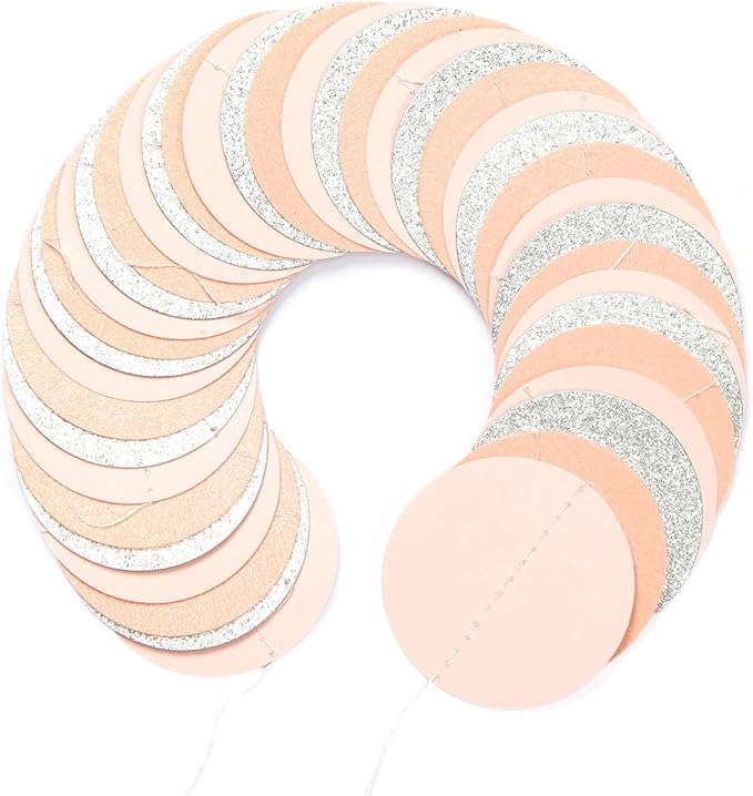 Pink-Silver Peach Birthday Party-Decorations Streamers - 52FT Hanging Paper - Image 3