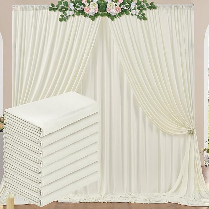 40 ft x 10 ft Wrinkle Free Ivory Backdrop Curtain by Outpain