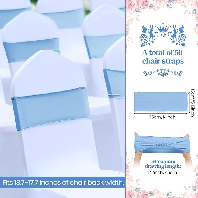 Kinlop 50 Pcs Spandex Chair Sashes Bows Chair BandB0C3V282KGs Slider Sashes - Image 2