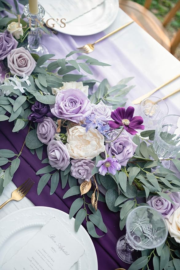 Ling's Moment Flower Garland - 6FT Eucalyptus & Rose - Sweetheart Table Decor - Image 5
