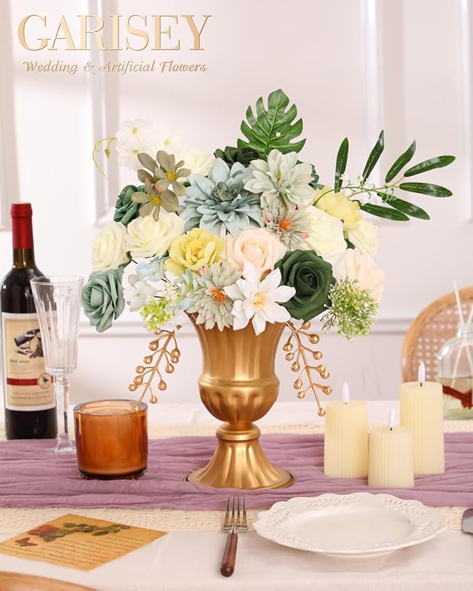 Artificial Flowers Combo, Mix Silk Flowers Roses, Dahlias - Image 2