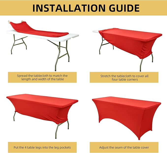 2-Pack 4ft Red Spandex Table Covers - Image 5