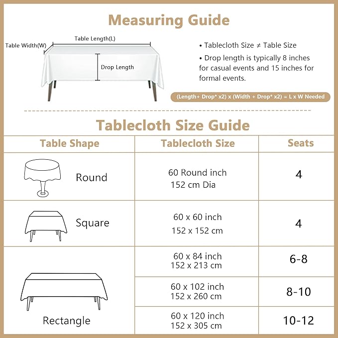 MYSKY HOME Rectangle Tablecloth, 60x60 inches, Heavy Duty Cotton Tassel Linen - Image 7
