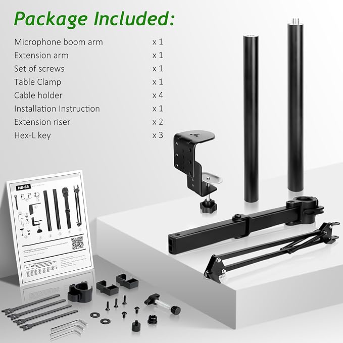 Mic Boom Arm, Adjustable Height Overhead Microphone Stand - Image 8