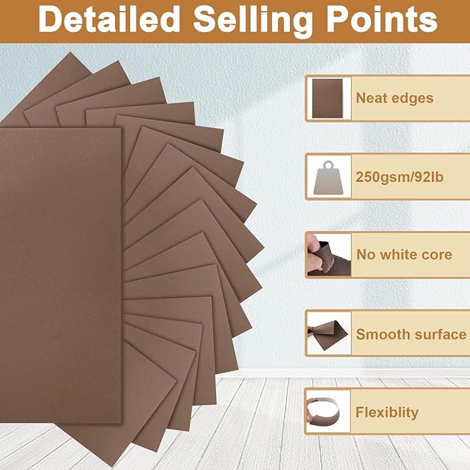 28 Sheets Coffee Color Cardstock 8.5 x 11 Craft Paper, 92lb Chocolate Brown - Image 3