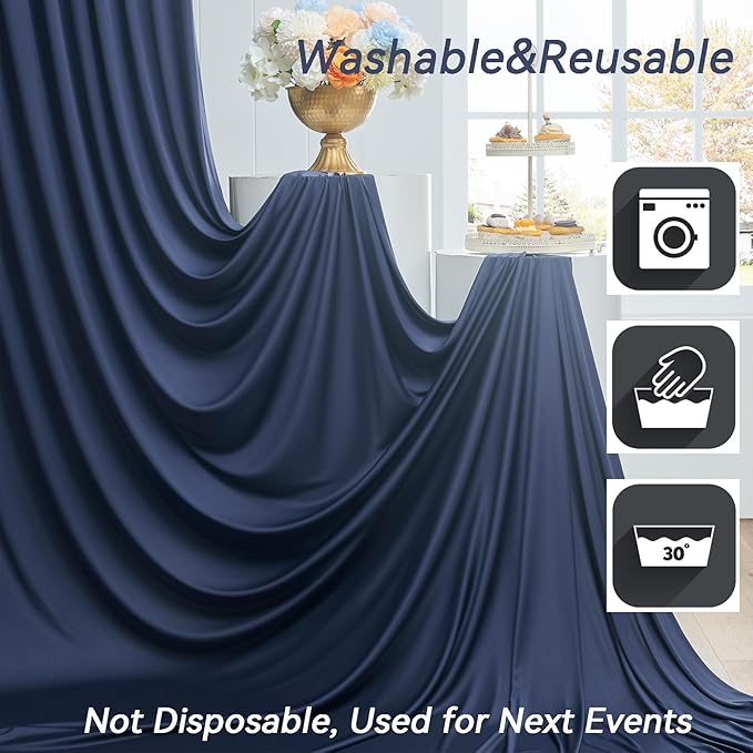 60×12ft Navy Blue Wrinkle Free Backdrop Curtain - Image 7
