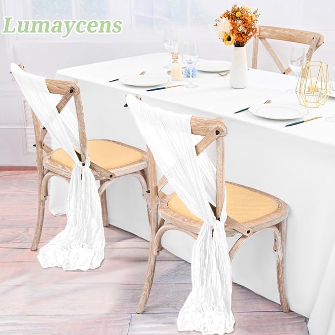 50 PCS Cheesecloth Chair Sashes Bows Wedding Aisle Decorations Chair Ribbon - Image 4
