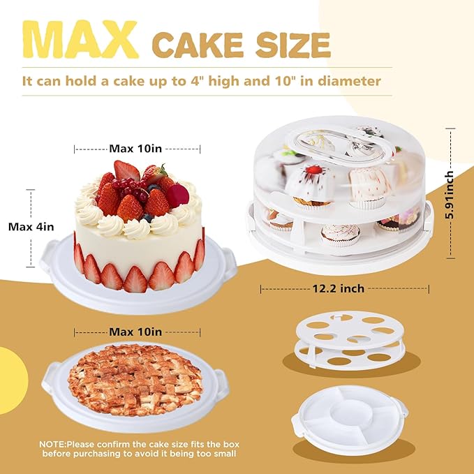 Round Cupcake Carrier for Transport, Two Tier Cupcake Container - Image 4