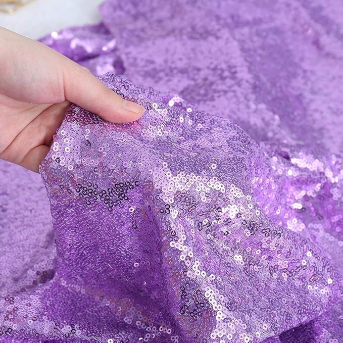 QueenDream Sequin Tablecloth 90"x132" Lavender Party Tablecloth Rectangular - Image 4