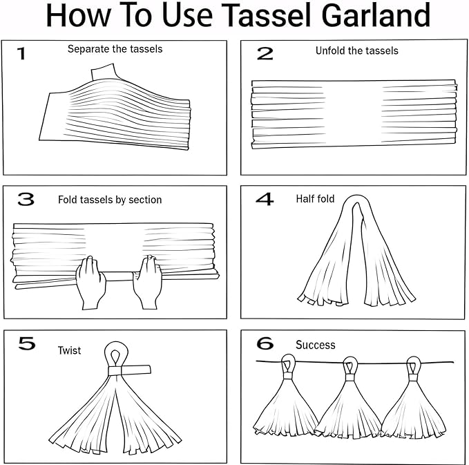 Tissue Paper Tassel Garland Banner, Party Decorations - Image 7