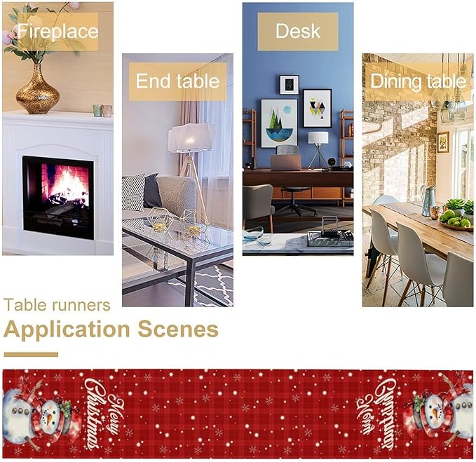 Christmas Table Runner, Christmas Snowman Snowflakes Winter Seasonal Table - Image 6