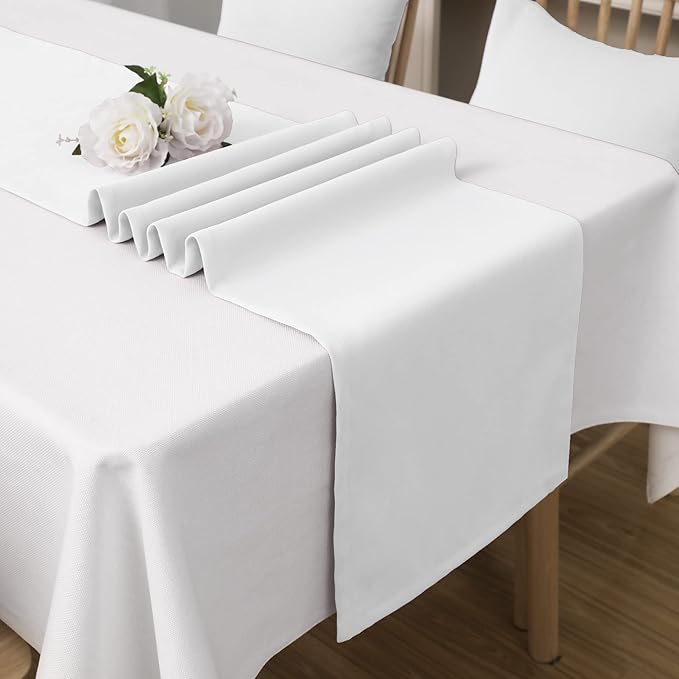 DUALIFE Pure White Table Runner 72 inch Length Soft Color Thick Polyester - Image 5