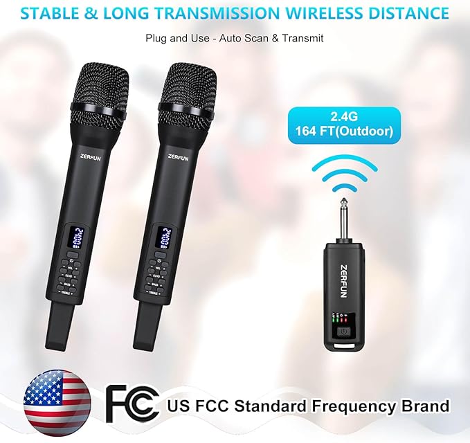 Dual Rechargeable Wireless Microphones, Pro Handheld Cordless Mics System - Image 5