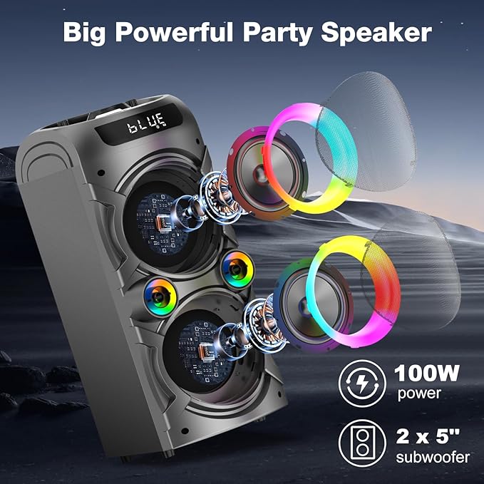 Portable Bluetooth Speaker 100W Big Powerful Wireless Boombox TWS Pairing Loud - Image 3