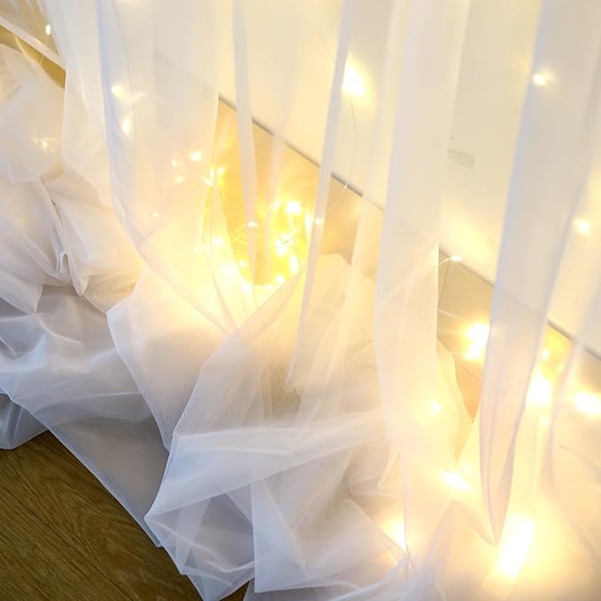 White Backdrop Curtains with Lights String - Image 7