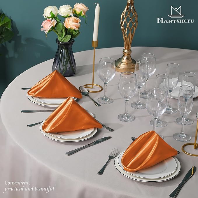 Manyshofu 60 Pieces Terracotta Satin Napkins - Image 7