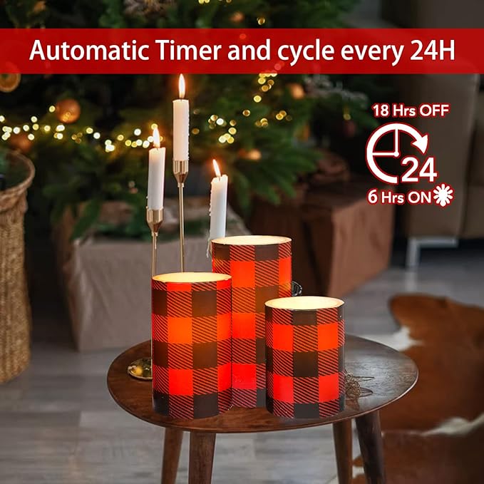 Silverstro Christmas Red Flameless Candles: Farmhouse Theme Flickering Real Wax - Image 5