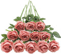 Tifuly Dusty Pink Roses Artificial Flowers -12 Pcs Long Stem Silk Roses by Tifuly
