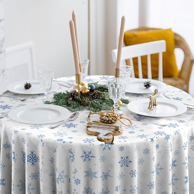 3 Pieces Christmas Snowflake Plastic Party Tablecloth Decorations, Disposable - Image 4