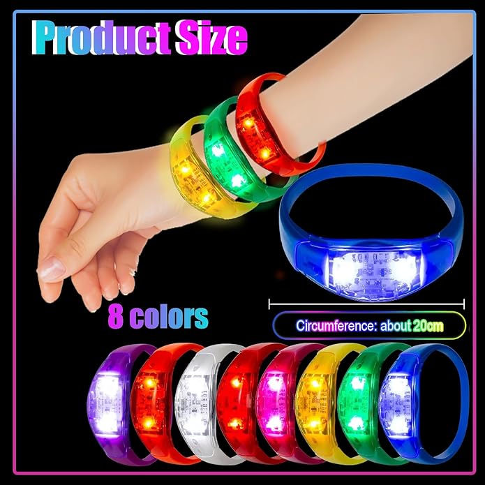 100 Pcs LED Bracelets Sound Activated - Image 2