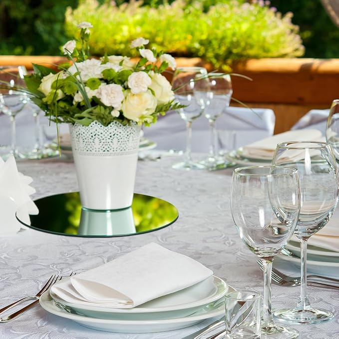 Round Mirror Centerpieces, Acrylic Circular Plates - Image 3