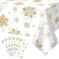 6Pcs Christmas Snowflake Party Tablecloths Decorations, Plastic White and Gold by JectivsPartyDecorations