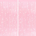 2Pack Pastel Pink Metallic Tinsel Foil Fringe Curtains, Door Streamers Photo by GCBPartyDecorations
