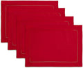 Cotton Linen Placemats Set of 4 – Hemstitch Red Cloth Placemats 14 x 19 Inch – by HomeEkaa