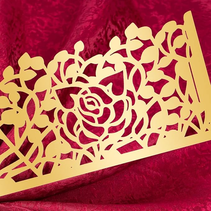 100pcs Disposable Rose Flower Paper Napkin Rings Laser Cut Foil Paper Napkin - Image 3