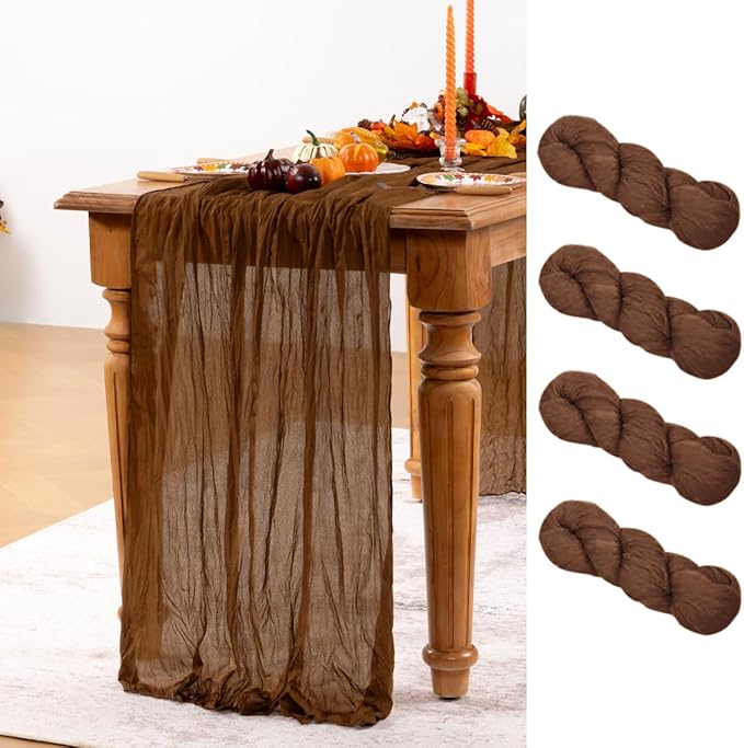 Brown Cheesecloth Table Runner Tan 4 Pack Fall Table Runners Boho Gauze 120 by DeZerlor