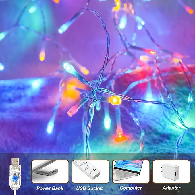 Curtain Light for Bedroom, 200LED 6.6x6.6ft Multicolor Window Wall Hanging - Image 6